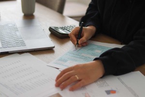 A person filing their taxes.